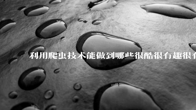 利用爬虫技术能做到哪些很酷很有趣很有用的事情？